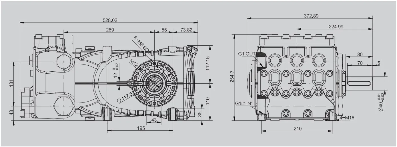 PF 90-240L/min 80-210Bar High Pressure Industrial Water Jet Pump For Power Cleaning Manufacturer