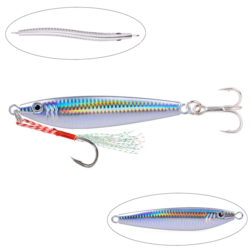 1 Uds. Cebo de Metal de hundimiento rápido de fundición larga 80g 60g 40g 30g 20g señuelo de pesca de mar pesca en barco cebo de caballa a la deriva