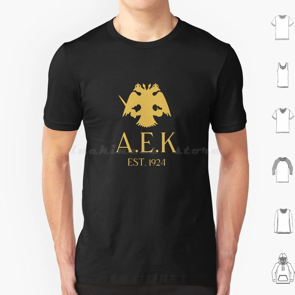 Aek Gold T Shirt Big Size 100% Cotton Aek Aek Athens Aek Athens