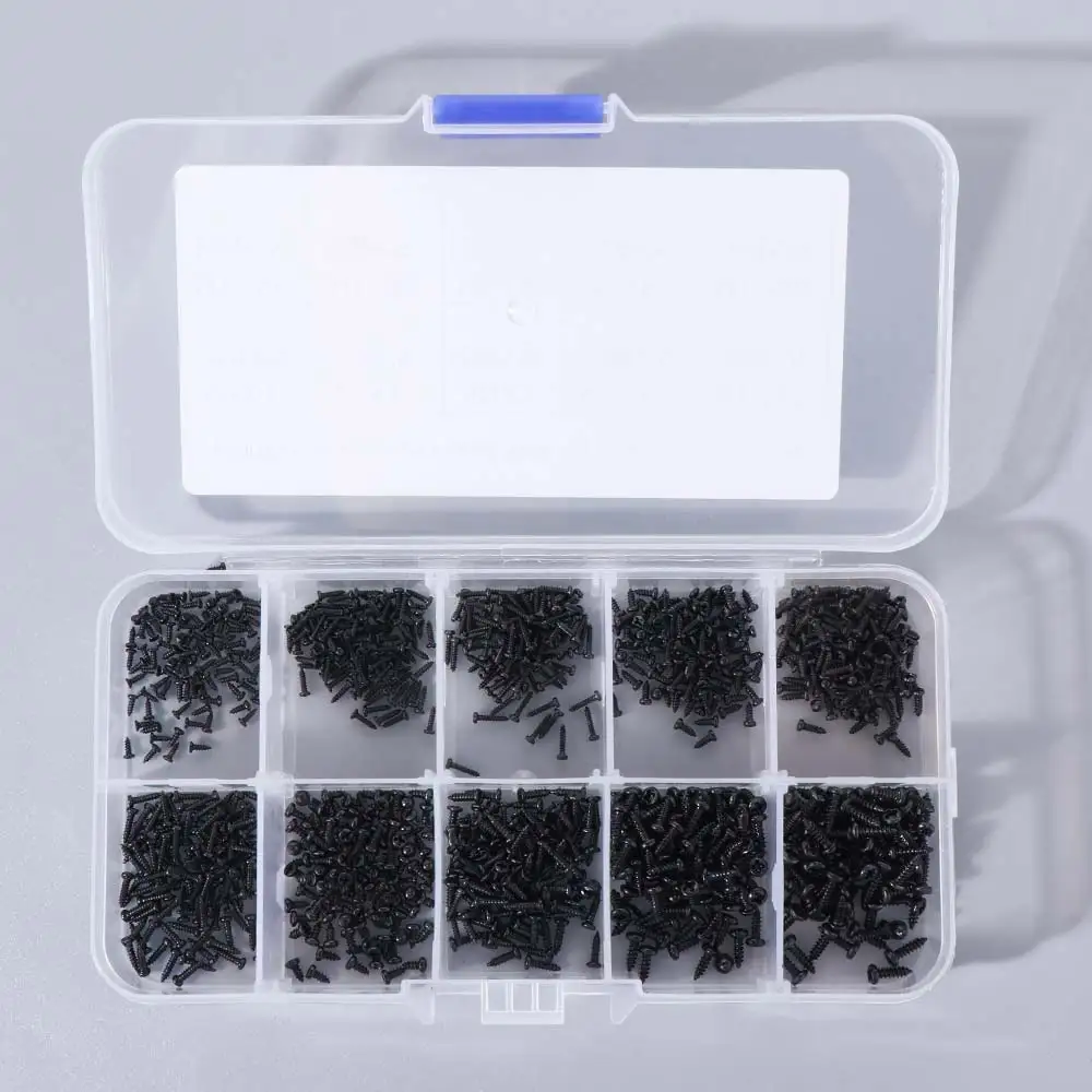 M1 M1.2 M1.4 M1.7 Self Tapping Screws Black Carbon Steel Laptop Screws Micro Cross Phillips with Box Computer Screws Woodworking