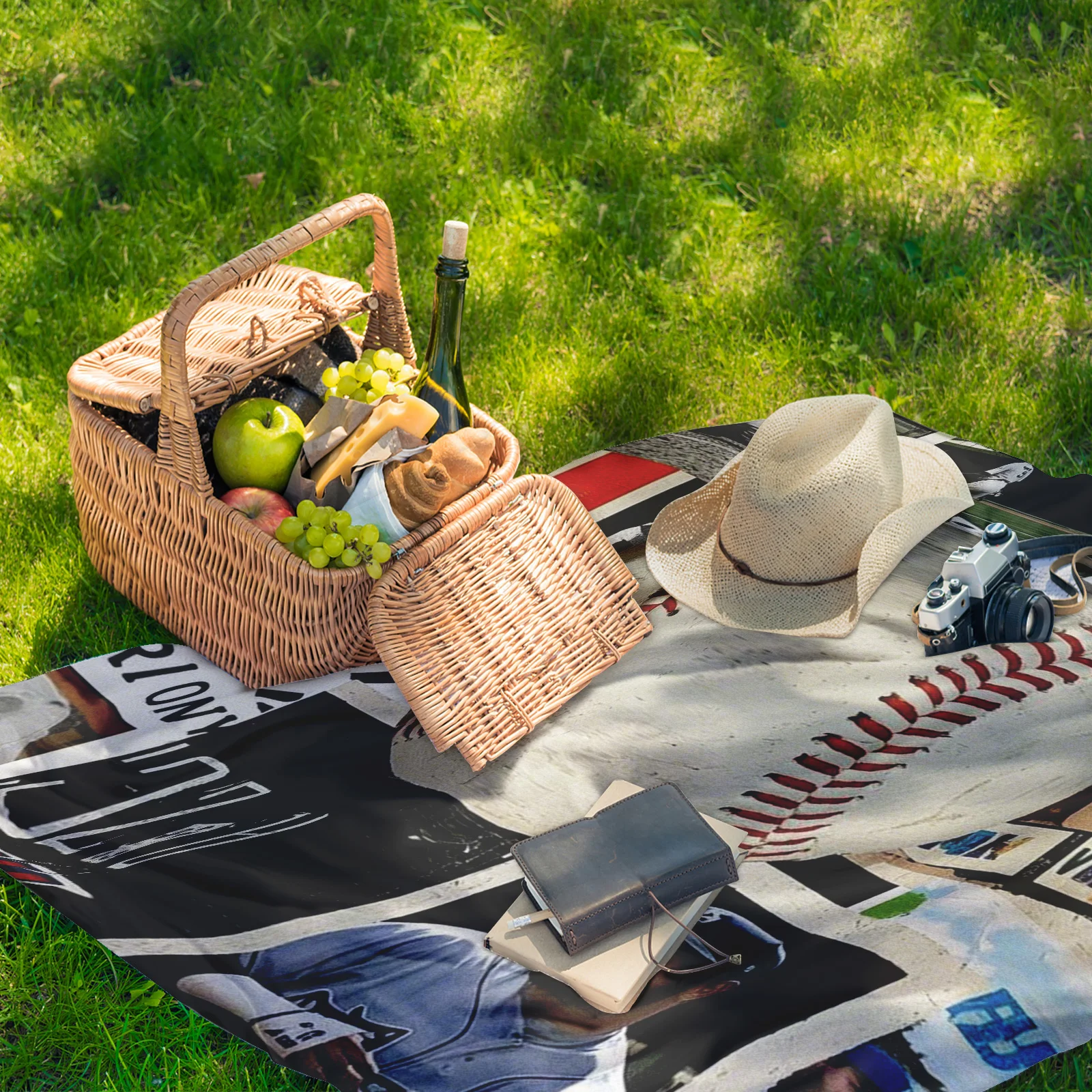 Baseball Player Collage Photo Design Outdoor Blanket For Camping Picnic And Nature Adventures With