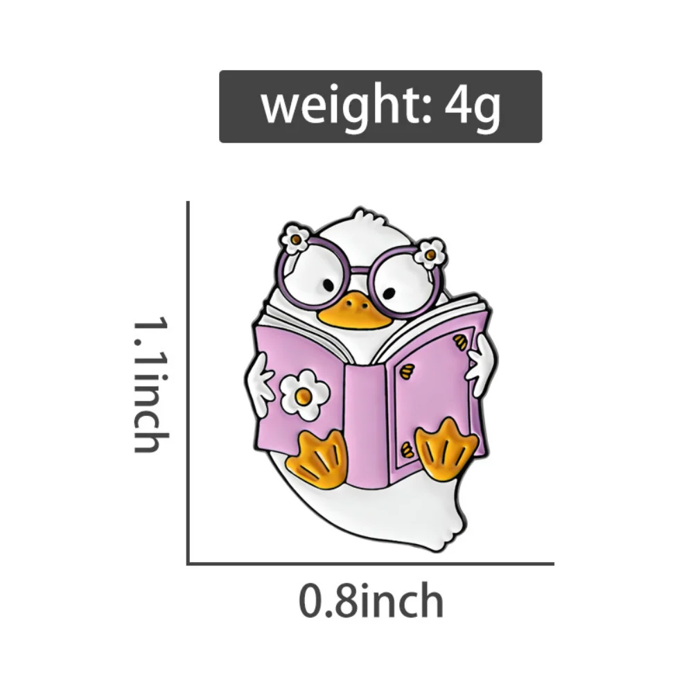 Soft Wearing Glasses To Read Little Duck Brooch Little Flower Decoration Scholar Duck Badge Cute Clothes Bags Pins Accessories