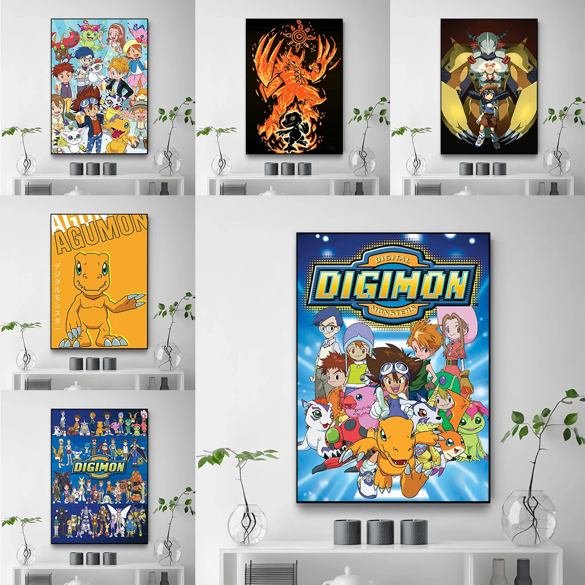 Posters for Wall Decoration for Home Anime Digimon Adventure Poster Decorative Prints Wall Painting Cute Room Decor Art Canvas