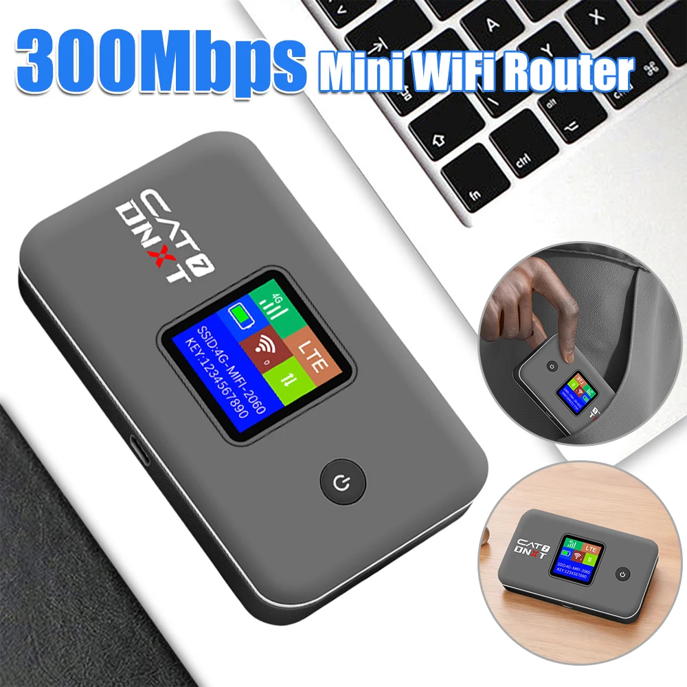 

300Mbps Mini WiFi Router with SIM Card Slot Small 4G Wireless Router Portable 4G LTE Wifi Modem for Mobile Phone Tablet Laptop