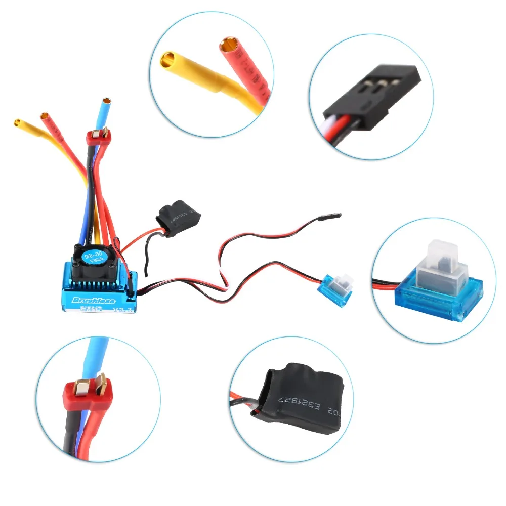 High Performance Blue Brushless ESC Plastic 5.3V/5A BEC Output Electric Speed Controller Programmable 120A RC Accessory