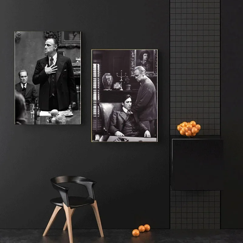 حار فيلم العراب قماش اللوحة الملصقات والمطبوعات الكلاسيكية العصابات الممثل صور فنية للجدران لغرفة ديكور المنزل #3