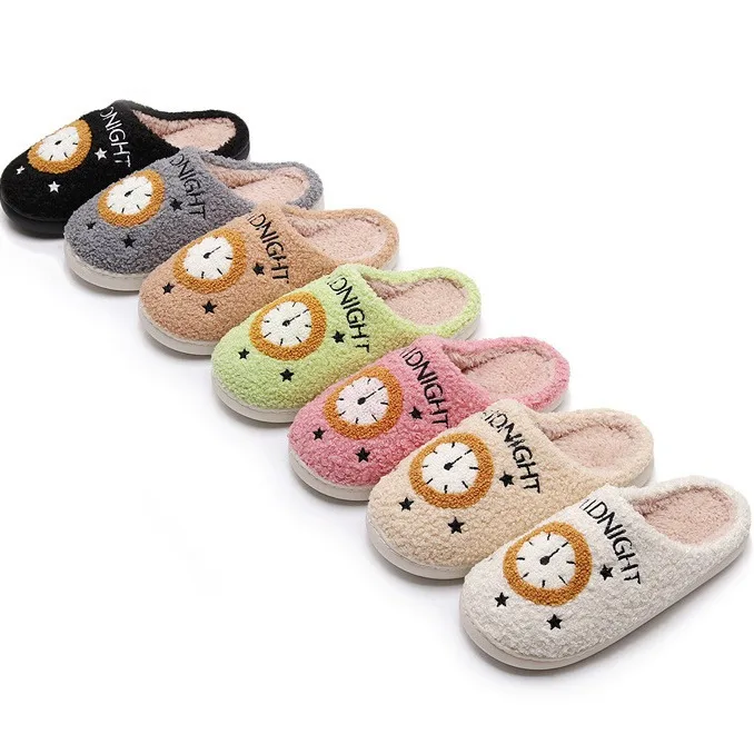 Moon & Time Slippers Ladies Warm Furry Home House Cute Bedroom Pantoufle Women Men Slippers Comfortable Cozy Comfy Slides