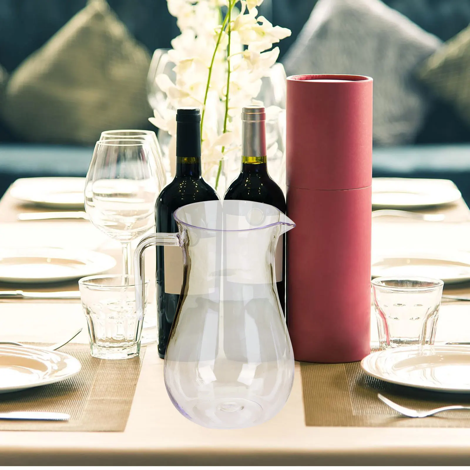 

2pcs Acrylic Juice Jug Large Capacity Cold Water Pitcher Broken-Resistant Beverage Serving Container For Home Kitchen Bar Party