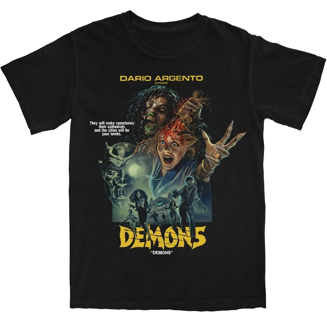 Demons 1985 Dario Argento Lamberto Bava Horror Movie Graphic T Shirt 80s Cult Classic Streetwear Cotton Tee