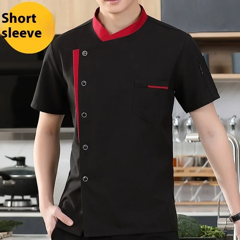 Hotel Chef Uniform Custom Long-sleeved Men's Hotel Back Kitchen Work Clothes Short-sleeved Cake Shop Order Baker