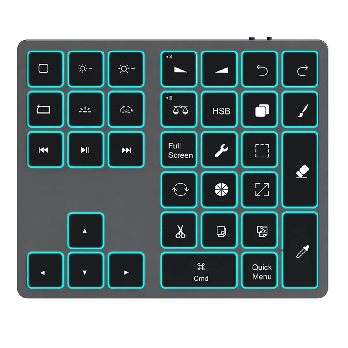 

Bluetooth Keypad with Backlit Procreate Number Pad Rechargeable Keyboard Drawing Shortcuts for Graphic Tablets-A