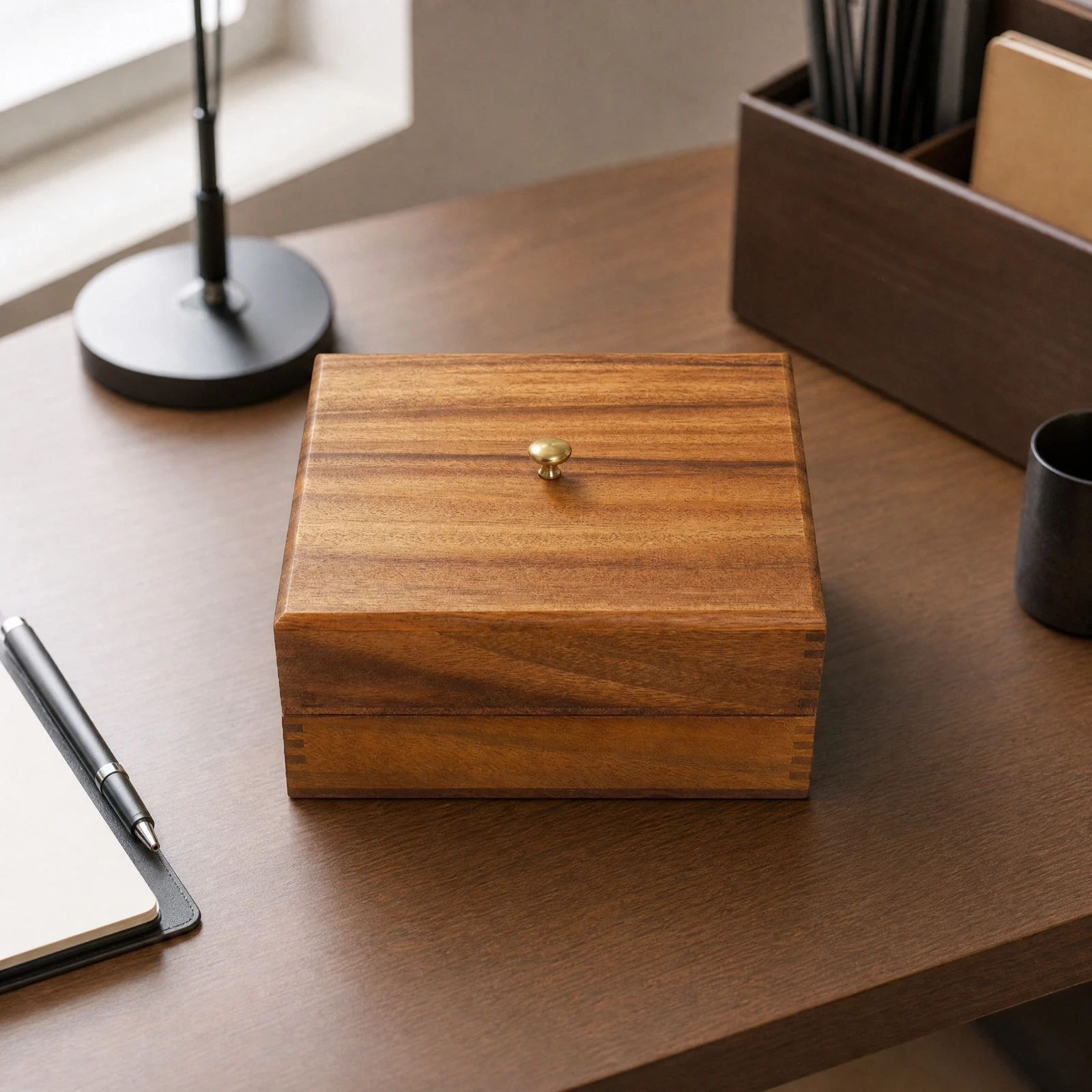 Walnut Wood Snack Box with Lid Decorative Two-Layer Wooden Candy Box with Knob Dried Fruit Container Elegant Space-Saving