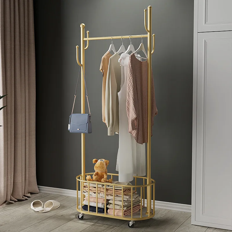 Luxury Popular Simple Clothing Rack with Wheels Movable Best-Selling Display Rack Retail Store Itemspromote sales