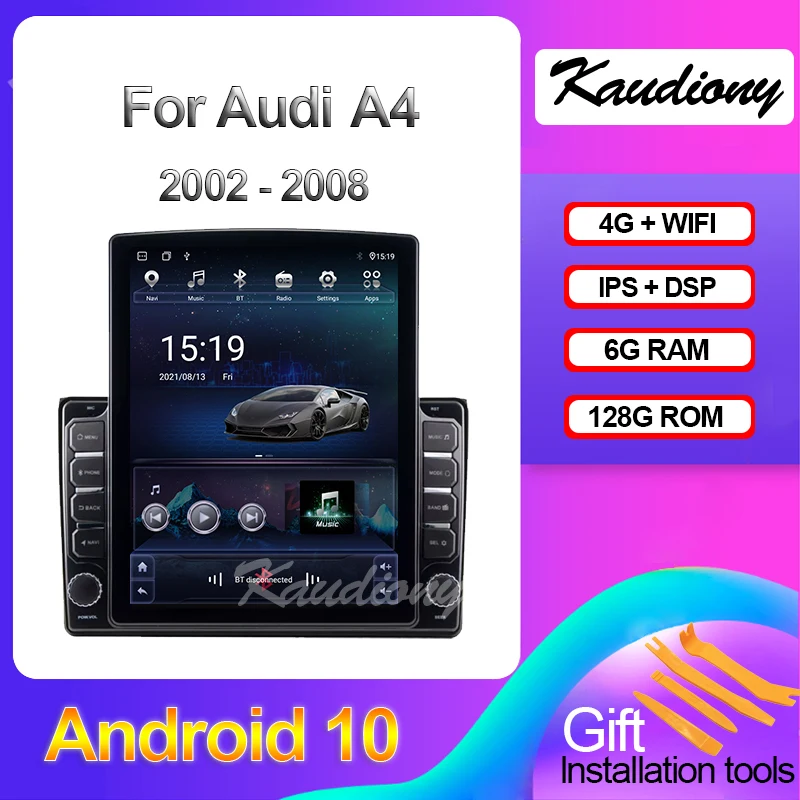 Kaudiony Tesla Style Android 11 For Audi A3 A4 S3 RS3 Seat Exeo Car DVD Multimedia Player Auto GPS Radio Navigation 4G 2000-2013