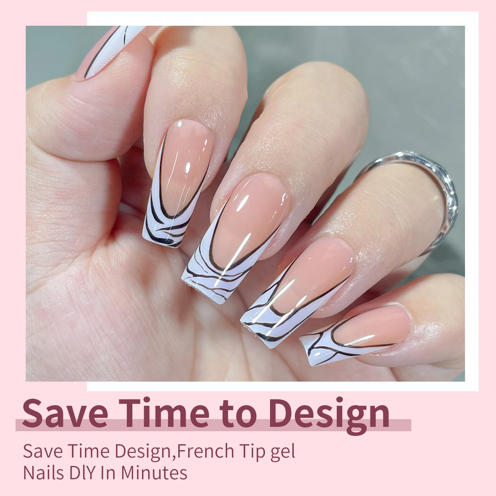 288 قطعة/صندوق الاكريليك الفرنسية الأظافر كاذبة متوسطة مربع درع غطاء كامل مسمار نصائح يمكن إزالة حجم مختلط اضغط على الأظافر #3