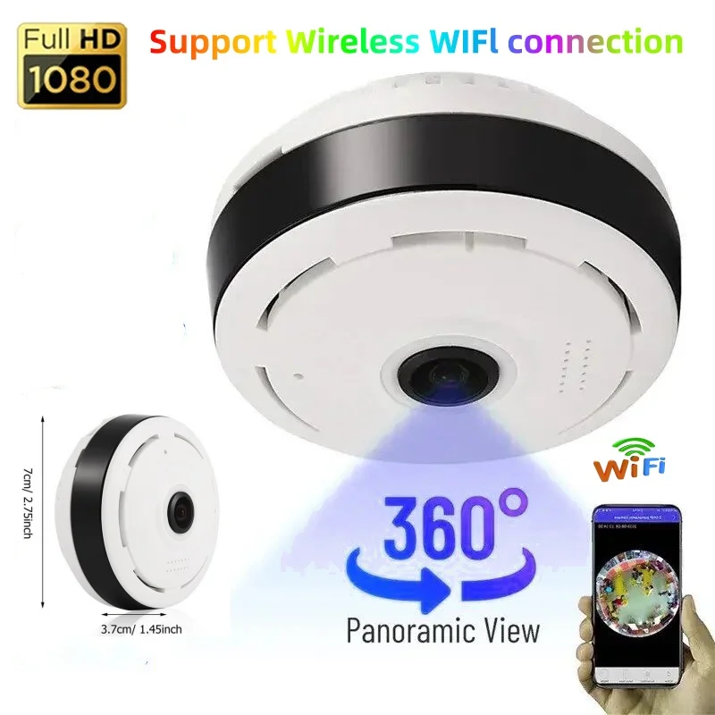 HD Mini Camera WIFI 360° Indoor Panorama Remote Smart Home 2MP Two-way Voice IP Cam Night Vision Security Protection Camcorders