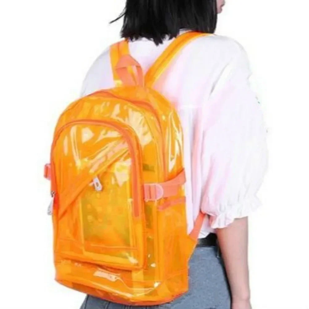 Fashion Transparent Backpack Waterproof PVC Clear Plastic Daily Backpack Mini Teenager Girls Notebook School Bag