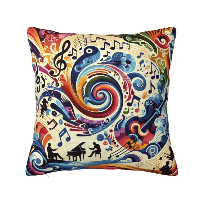 

Colorful Music Musical Notes Cushion Cover 45x45 Cm Velvet Polyester Throw Pillow Case For Sofa Decoration Bedding Pillowcase