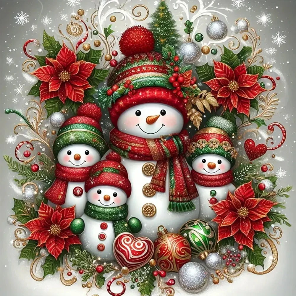 

Full Embroidery Eco-cotton Thread 14CT Counted Xmas Snowman Cross Stitch 45x45cm