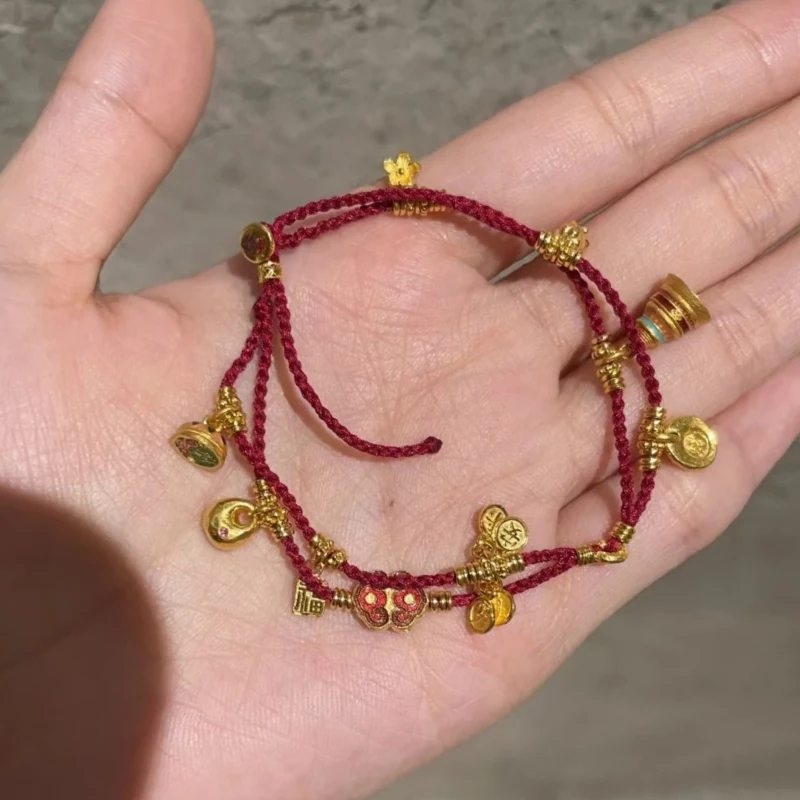 الكلاسيكية متعددة العناصر الغيوم الميمونة كوي لف حبل أحمر سوار خمر جديد في النمط الصيني أساور مأدبة مجوهرات