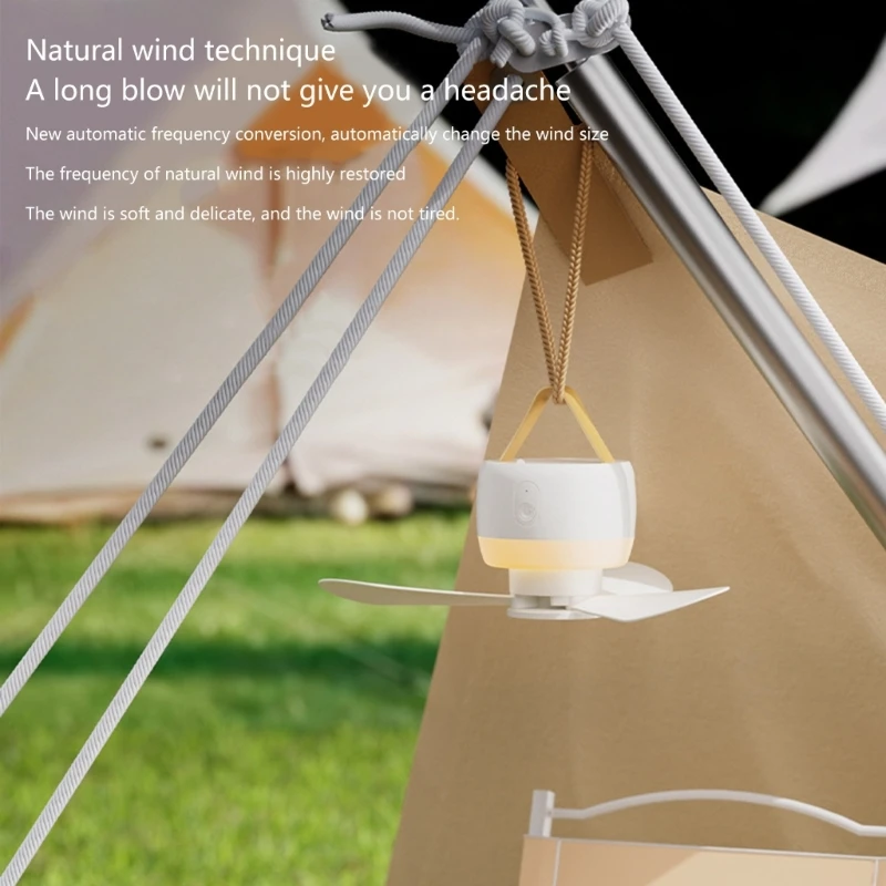 Portable Ceiling Fan 3600mAh Outdoor Camping Fan Tent Ventilator Rechargeable