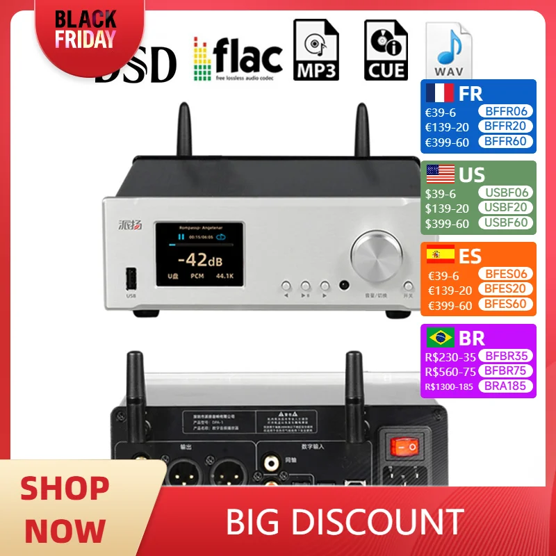 Digital Music Player Dual ESS9038Q2M DAC QCC3040 Bluetooth 5.0 HIFI Music Turntable DSD512 PCM768K 32BIT Lossless Decoding