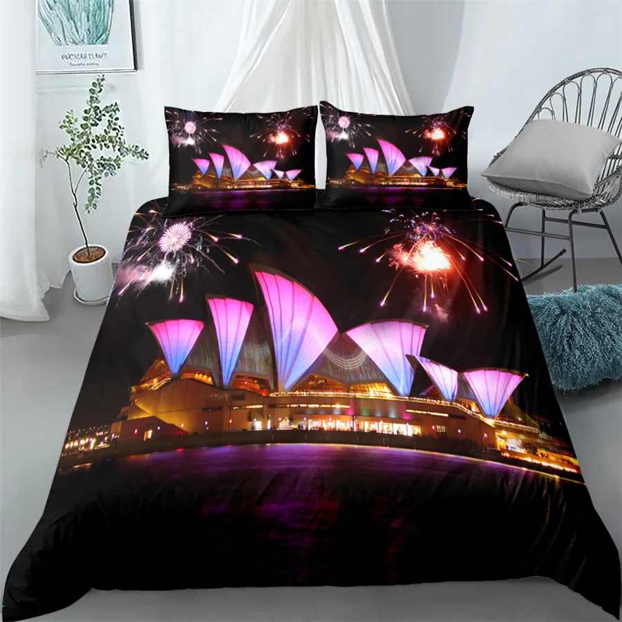 

Opera House 3D Duvet Cover Set King Queen Double Full Twin Single Size Bed Linen Set