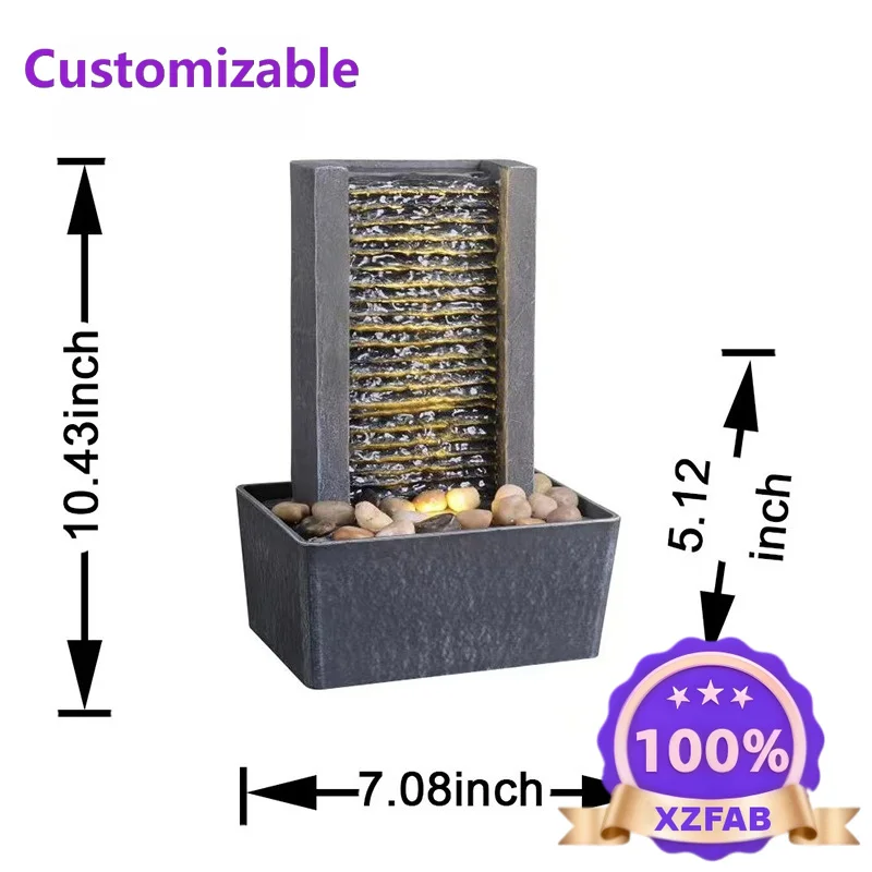 Factory Direct 2026 Tabletop Fountain Indoor Waterfall Rock Fountain LED-Lights Water Feature Waterfall for Modern Home and Offi