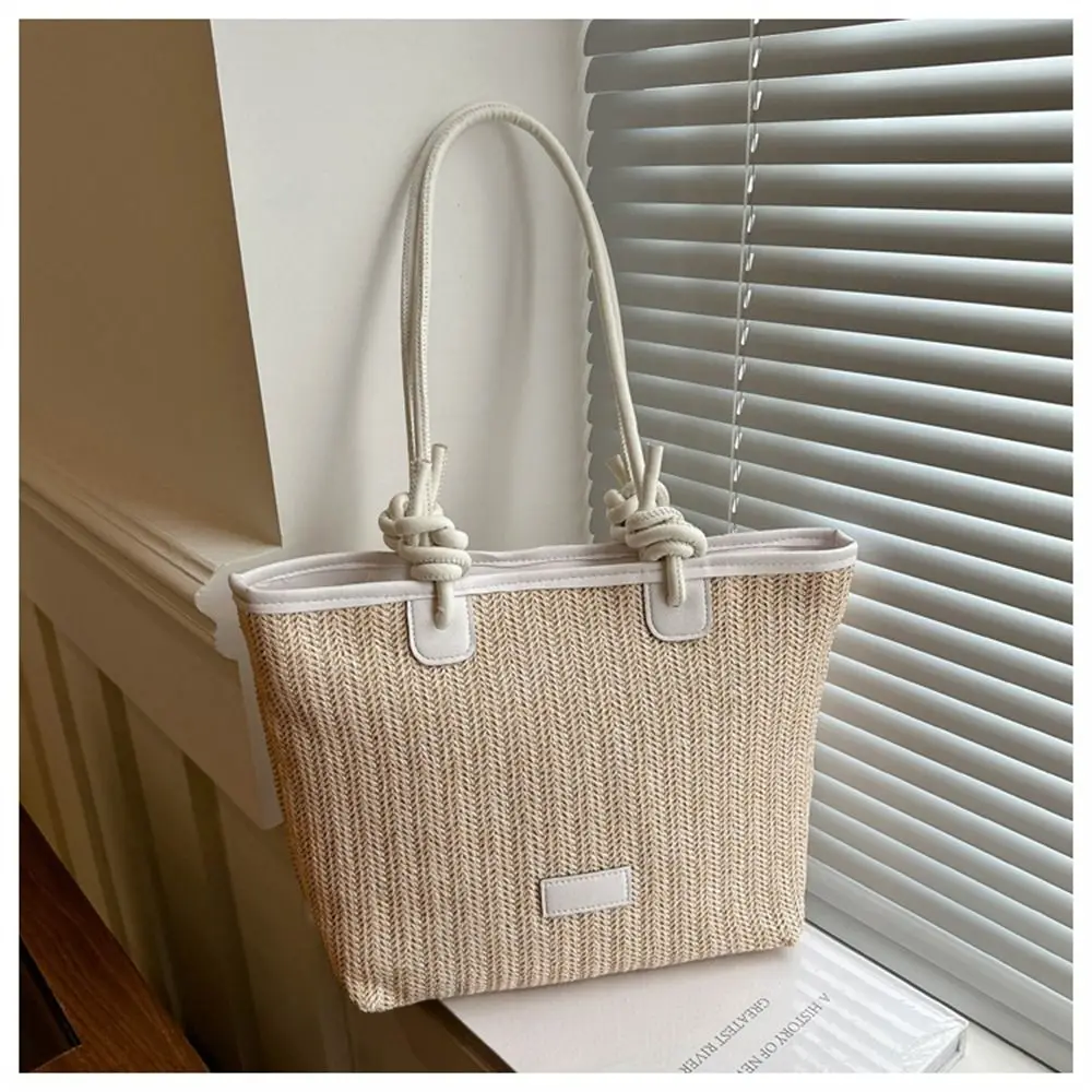 Borsa a tracolla intrecciata in erba di moda borse in Rattan intrecciate fatte a mano Tote bohémien di grande capacità per la spiaggia estiva