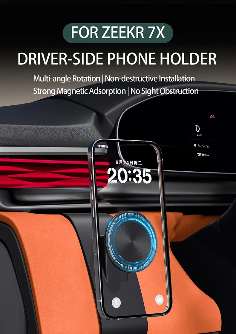 Magnetischer Telefonhalter für ZEEKR 7X 2026-2024, Armaturenbrett auf der Fahrerseite, Clip-Montage, Telefonhalterung, Auto-Innenzubehör – Detail 1
