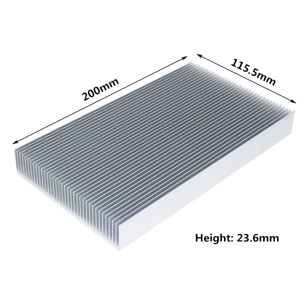 DIY Aluminum Heatsink 200x115.5x23.6mm Radiator Heat Sink Cooler for Chip LED Electronic Heat Dissipation Cooling