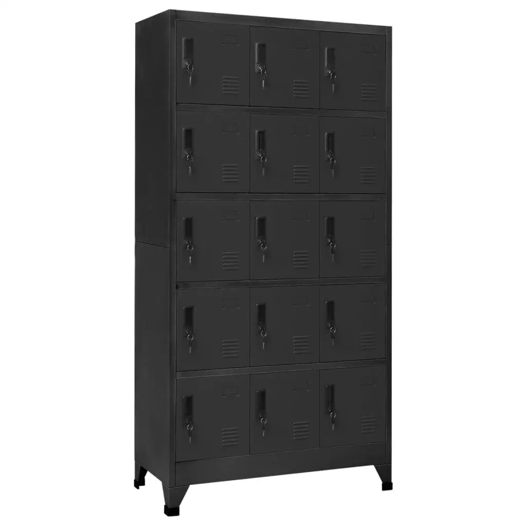 35.4'' Anthracite  Locker Cabinet - Durable Storage Solutions - 70.9'' Tall, 15.7'' Wide