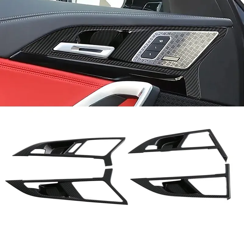 

Car Inner Door Handle Frame Bowl Cover Decoration For BMW X1 U11 2023 2024 LHD Carbon Fiber Color Interior Accessories Stickers