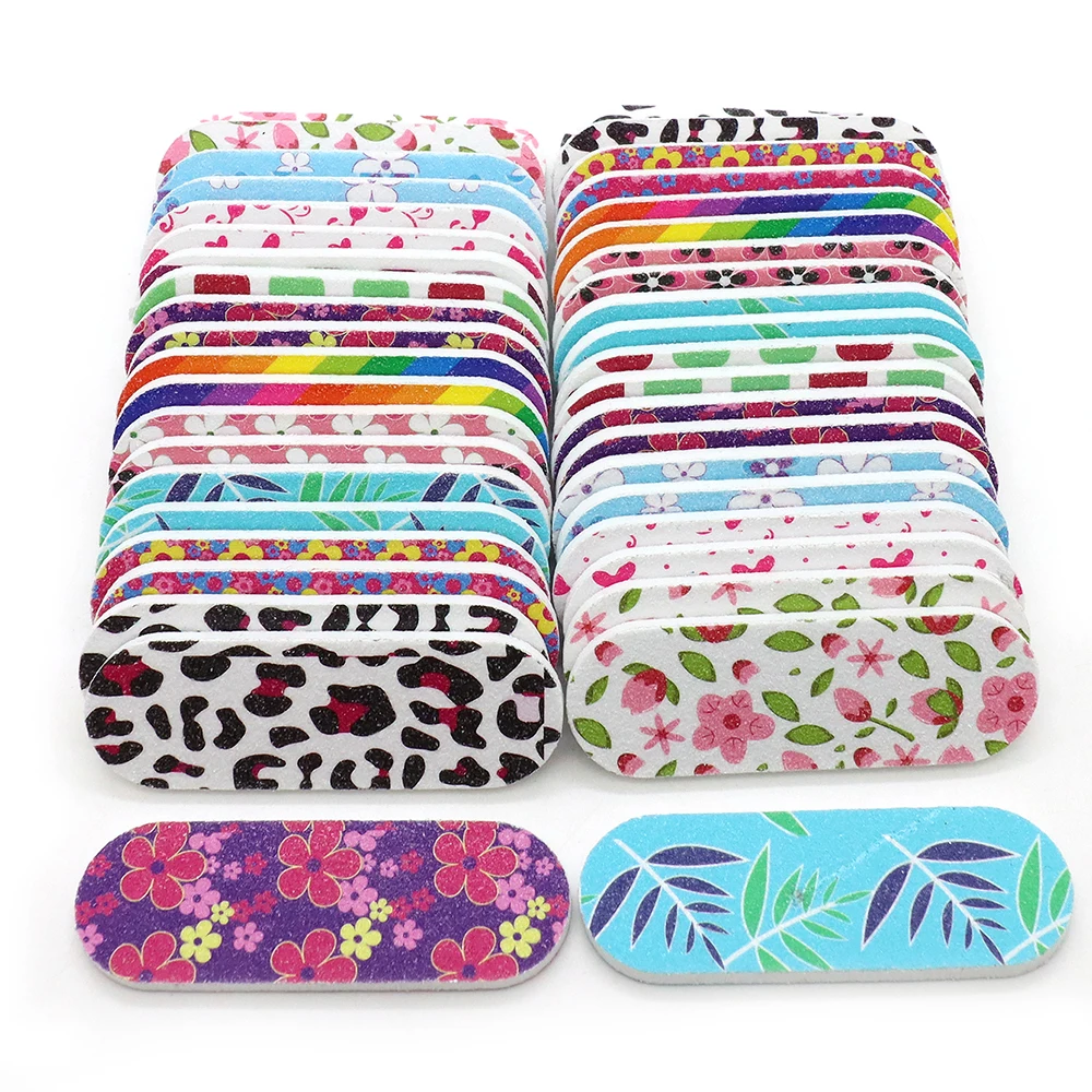 

500Pcs Colorful Flower Nail Files Wholesale 180/180 Grit Small Nails File Buffer Mini EVA Files Set Nails Accessories And Tools