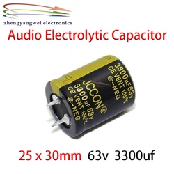 Capacitor eletrolítico de áudio para amplificador HiFi, baixo, preto, 25x30mm, 63V, 3300uf, 10pcs