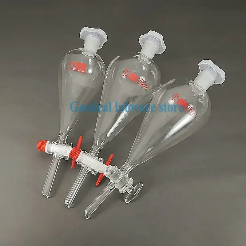 

1pcs 30ml To 1000ml Pear-shaped Clear Thick Separating Funnel with PTFE/glass Piston for Laboratory Oil Separation