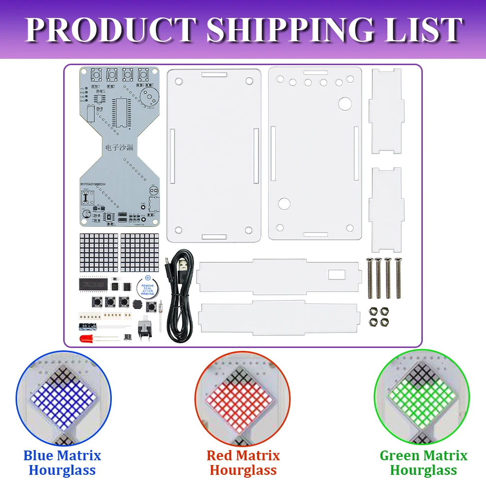 Zestaw DIY LED Dot Matrix Timer z Efektem Klepsydry, Czujnikiem Grawitacyjnym, do Ćwiczeń Lutowania Elektroniki, Komponenty DC5V — zdjęcie produktu 6