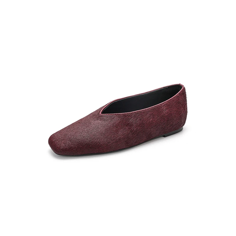Women's Shoes Flats Horsehair Loafers Elegant Slip-on Shoes Natural Leather Mules Square Luxury High Quality Designer Ladies