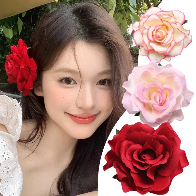 

Заколка для волос с красной розой, гавайские цветочные заколки, летний пляжный головной убор, заколки для волос в стиле бохо, свадебные цветочные заколки, заколка-барретт