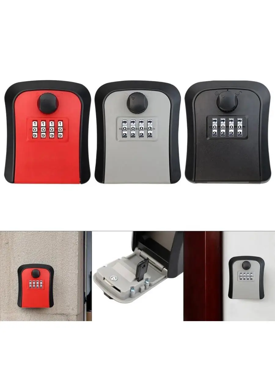 Plastics Wall Mount Key Storage Secret Box Organizer 4Digit Combination Password Security Code Lock No Key Home Key Safe Box