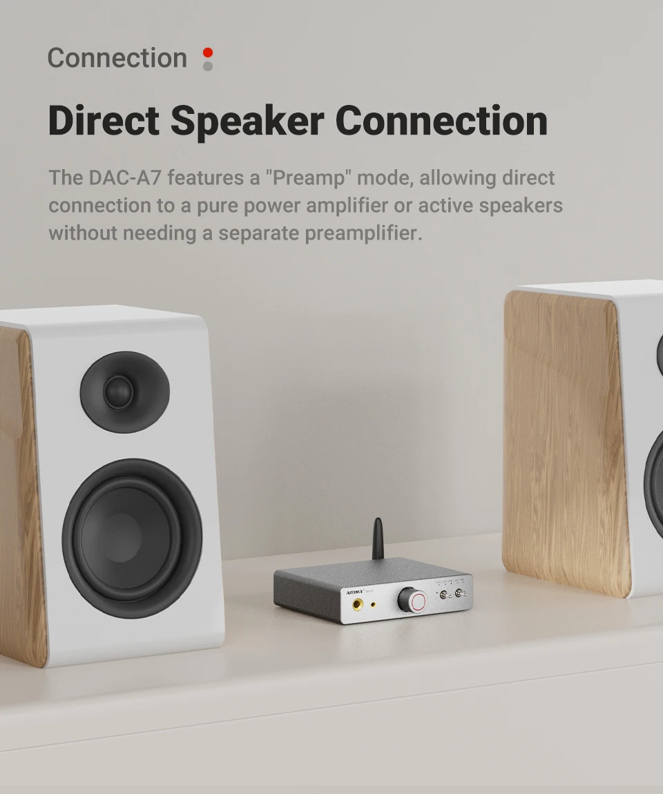 AIYIMA DAC-A7 Mini Stereo Audio USB-Decoder Kopfhörerverstärker Bluetooth 5.4 ES9038Q2M für Heim/Desktop Aktiv-Lautsprecher – Detail 12
