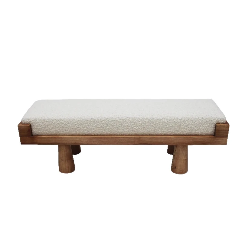 

Medieval solid wood living room, retro fabric sofa stool, simple bedside stool in the bedroom, shoe changing stool in the