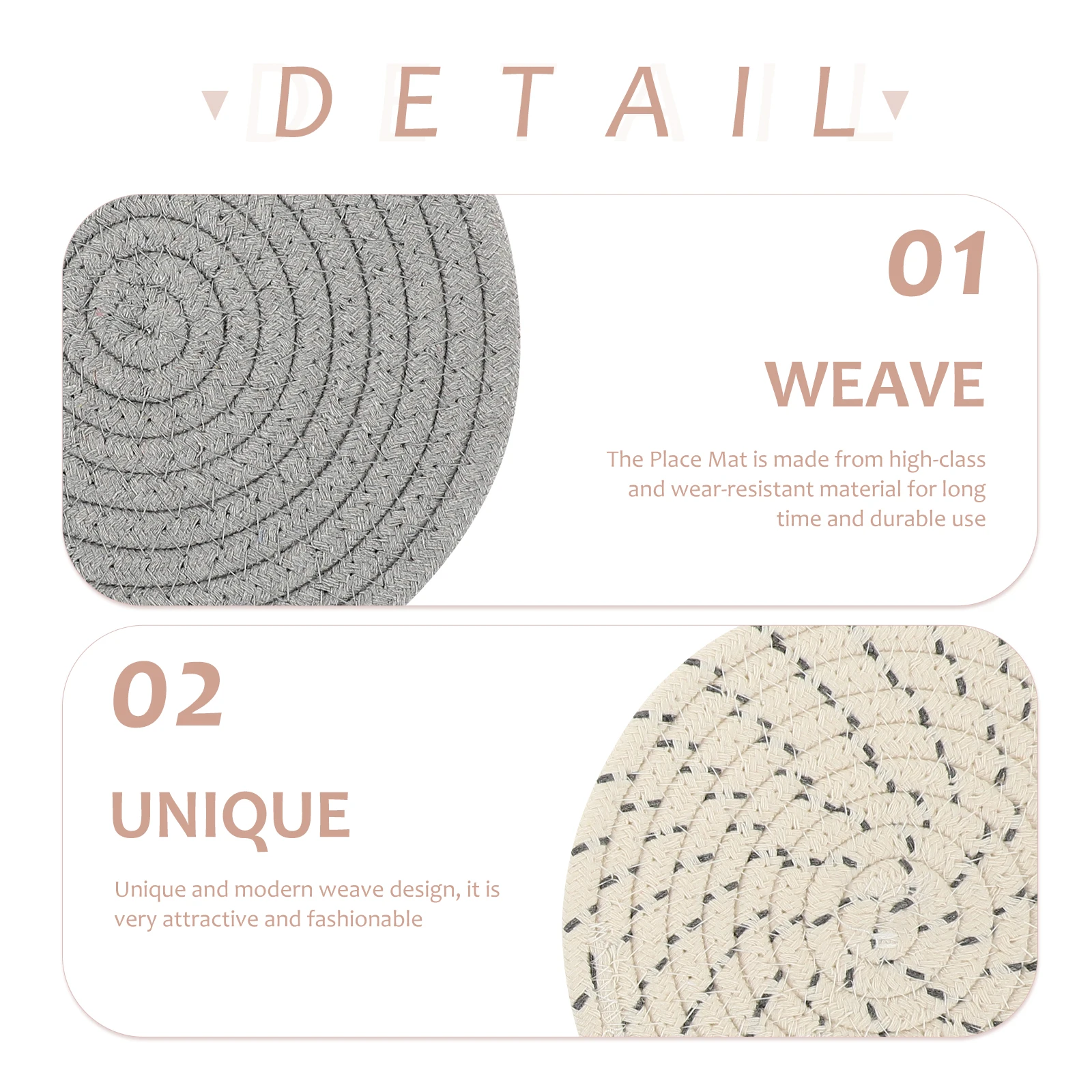 

3 Pcs Woven Placemat Set Dining Table Hot Pads Drinks Household Mats Insulated Polyester Kitchen Office Heat Resistant Dinner