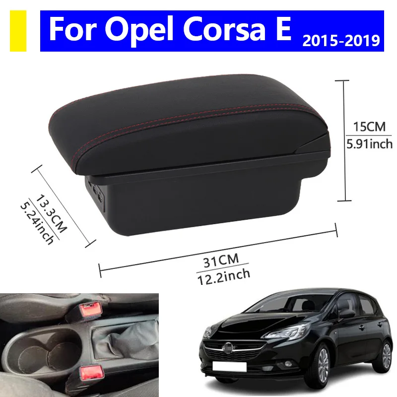 

Armrest For Opel Corsa 2015-2019 For Corsa E Interior Center Console Storage Box Black Organizer 2016 2017 2018 Car Accessories