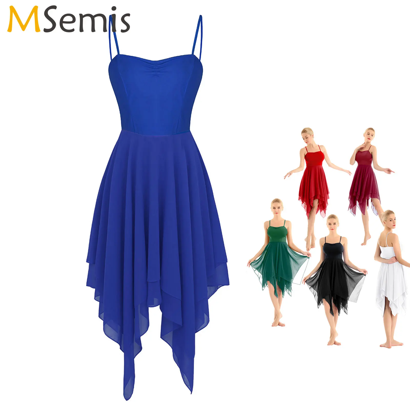 Lyrical Moderne Zeitgenössische Tanz Kleid Frauen Asymmetrische Dance Kostüm Ballett Trikot Spaghetti-trägern Ballerina Maxi Kleid