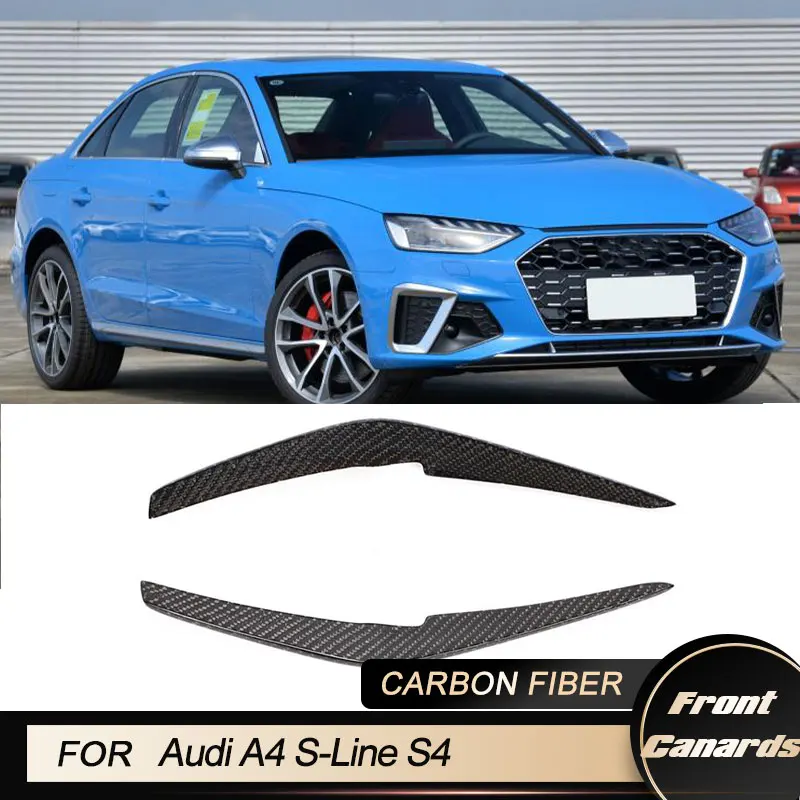 

Car Front Bumper Canards For Audi A4 S-Line S4 Sedan 4-Door 2020 2021 Racing Front Air Vent Trims Fins Real Carbon Fiber