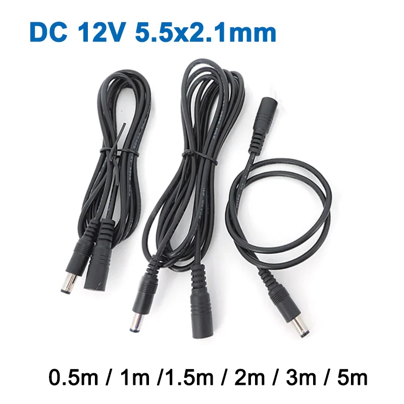DC Female to Male Extension Cord 5V 2A 3.5x1.35mm / 12V 5A 5.5x2.1mm Plug Jack Connector Cable Power Supply Adapter Line