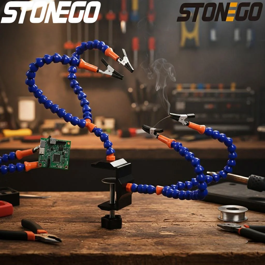 STONEGO Plastic Table Clamp Set - Soldering Iron Holder Workstation Helping Hands Electronics Repair