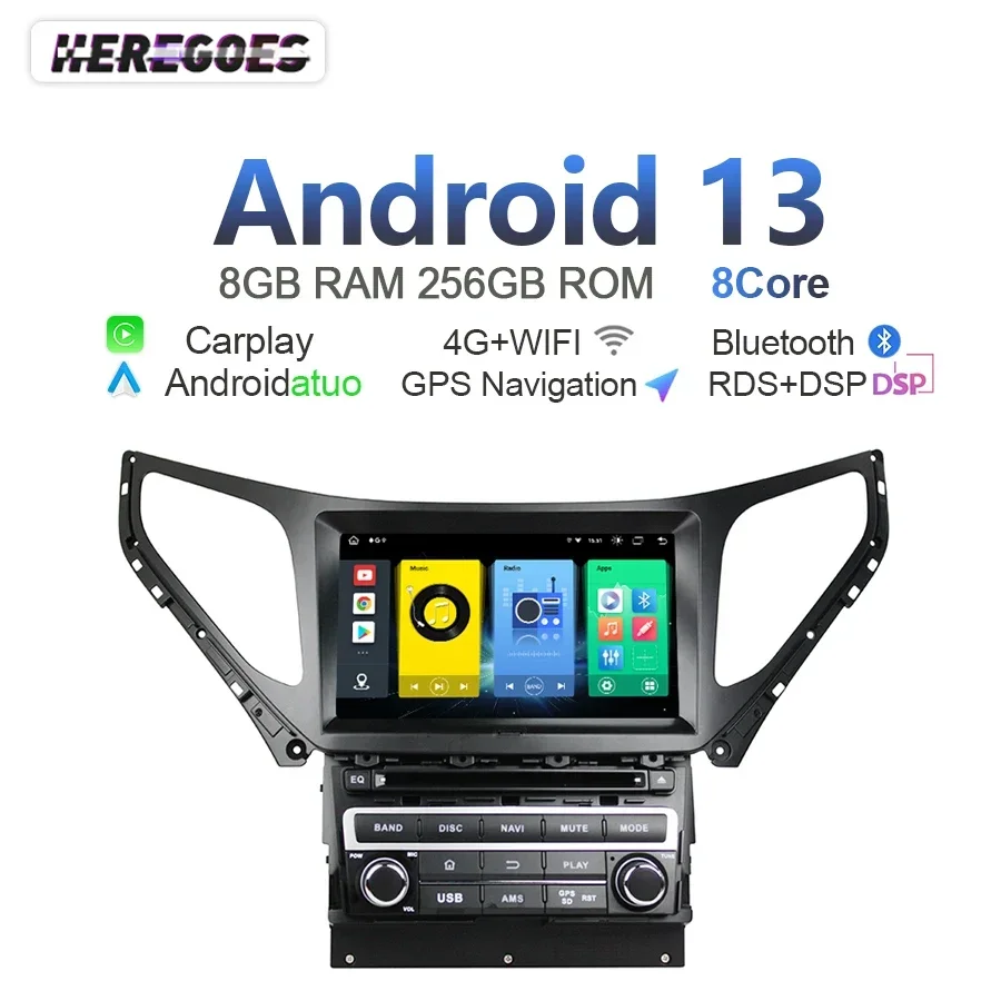 

Auto Android 13 8G+256G Car Radio DVD Player Carplay GPS Navigation 4G LTE Bluetooth Stereo For Hyundai AZERA Grandeur i55 2015