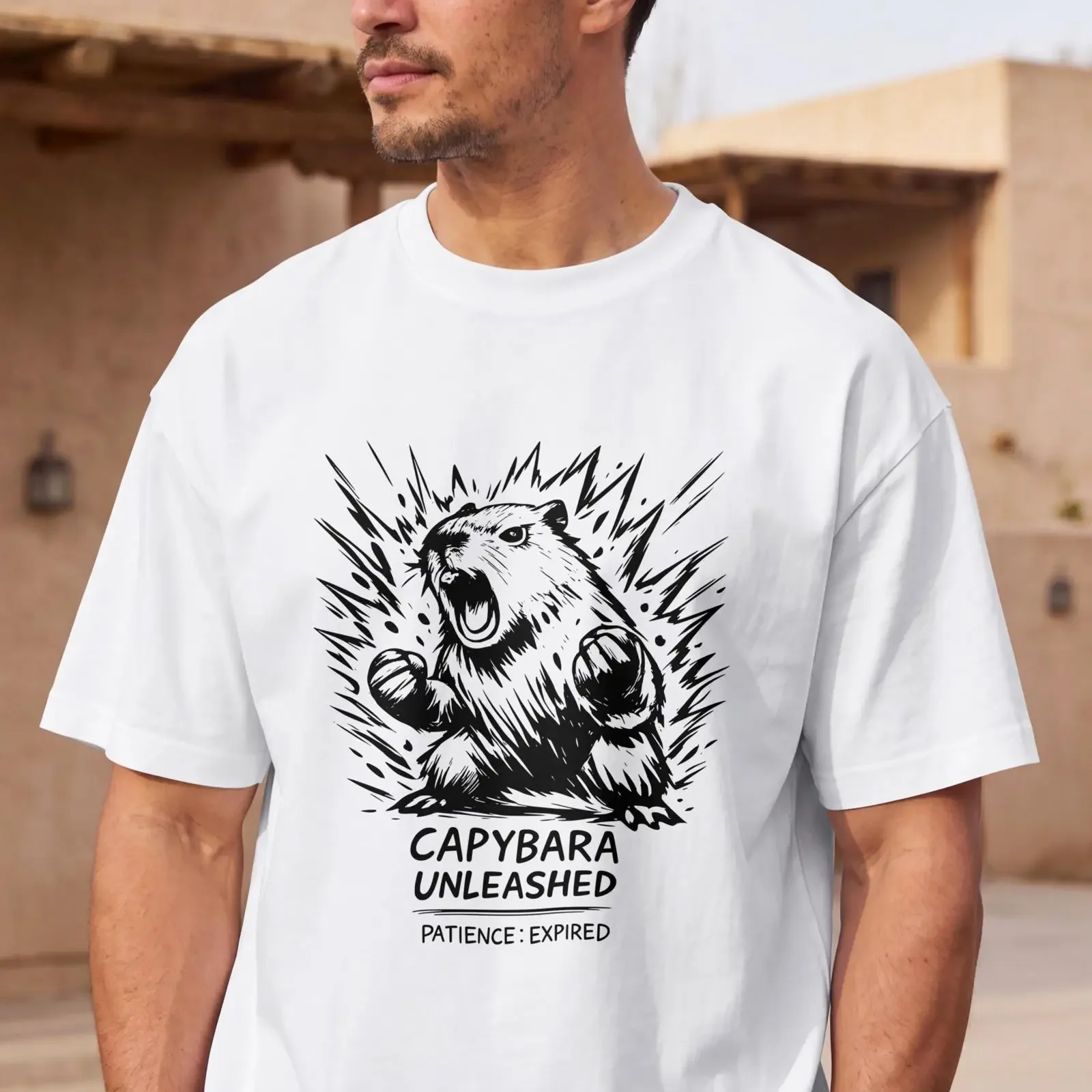 Capybara T Shirt Unleashed Patience Expired Funny Edgy Animal Bold  vintage Washed homme graphic Unisex designer clothes